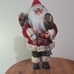 Festive Santa Claus Holiday Figurine - Red and Green